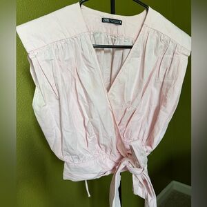 Zara Light Pink Wrap Blouse Size M